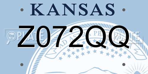 Z072QQ Kansas License Plate