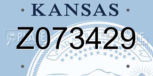 Z073429 Kansas License Plate