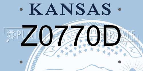 Z0770D Kansas License Plate
