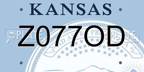 Z077OD Kansas License Plate