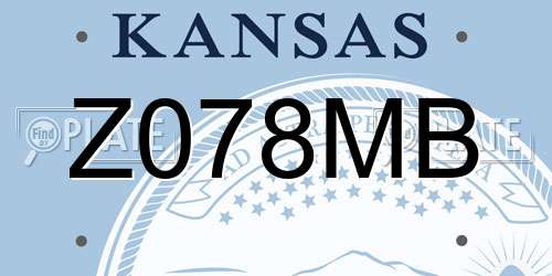 Z078MB Kansas License Plate