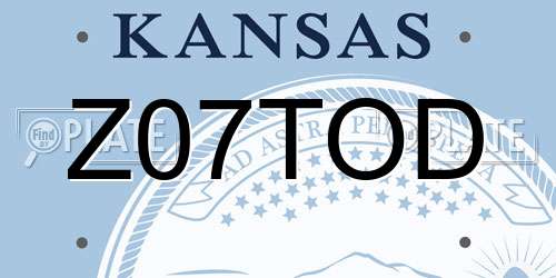 Z07TOD Kansas License Plate