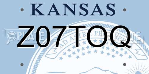 Z07TOQ Kansas License Plate