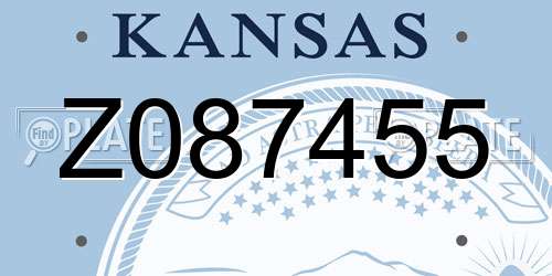 Z087455 Kansas License Plate