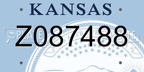 Z087488 Kansas License Plate