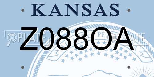 Z088OA Kansas License Plate