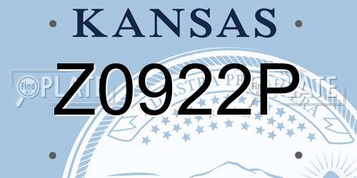 Z0922P Kansas License Plate
