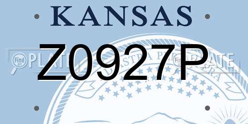Z0927P Kansas License Plate