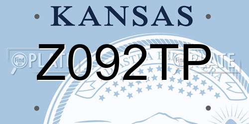 Z092TP Kansas License Plate