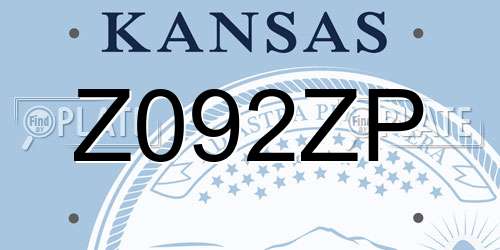 Z092ZP Kansas License Plate