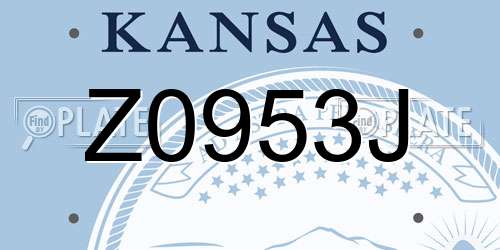 Z0953J Kansas License Plate