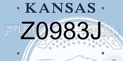 Z0983J Kansas License Plate