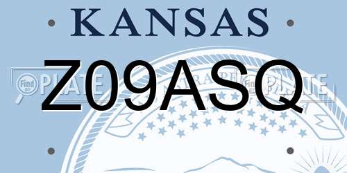 Z09ASQ Kansas License Plate