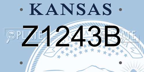 Z1243B Kansas License Plate