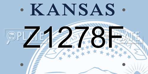 Z1278F Kansas License Plate