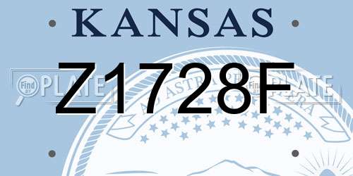 Z1728F Kansas License Plate
