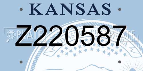 Z220587 Kansas License Plate
