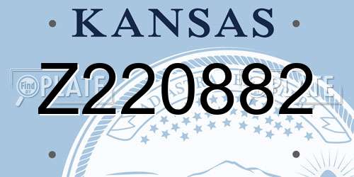 Z220882 Kansas License Plate