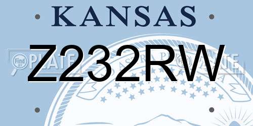 Z232RW Kansas License Plate