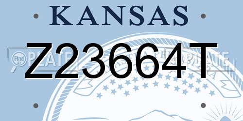 Z23664T Kansas License Plate