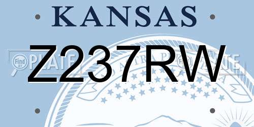 Z237RW Kansas License Plate