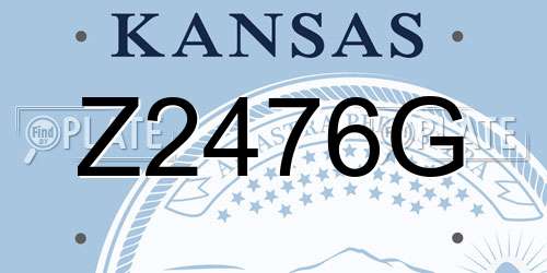 Z2476G Kansas License Plate