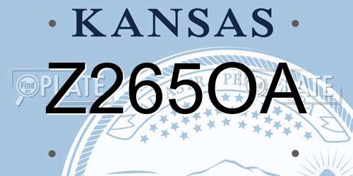 Z265OA Kansas License Plate