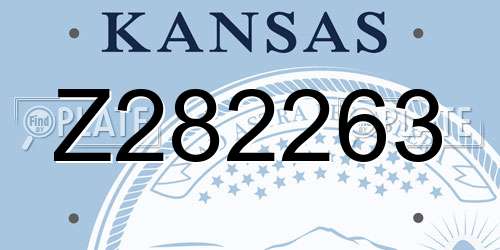 Z282263 Kansas License Plate