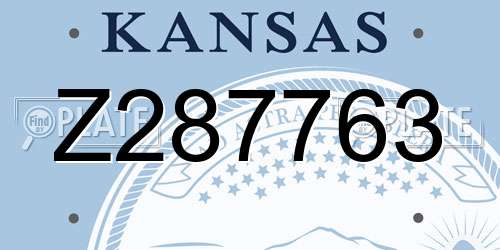 Z287763 Kansas License Plate
