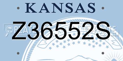Z36552S Kansas License Plate
