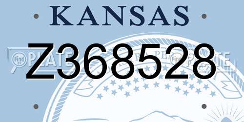 Z368528 Kansas License Plate
