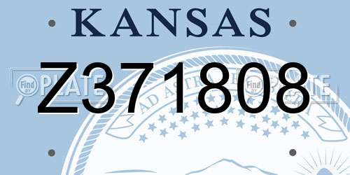 Z371808 Kansas License Plate