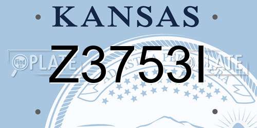 Z3753I Kansas License Plate
