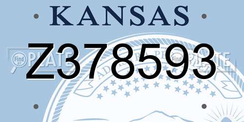 Z378593 Kansas License Plate