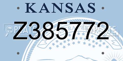 Z385772 Kansas License Plate