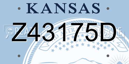Z43175D Kansas License Plate