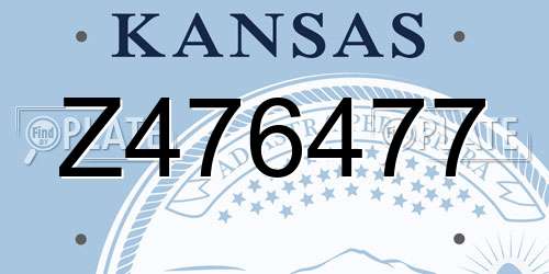 Z476477 Kansas License Plate