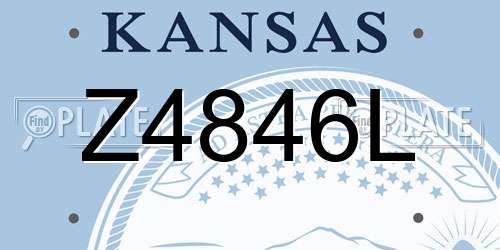 Z4846L Kansas License Plate
