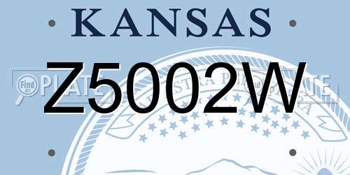 Z5002W Kansas License Plate