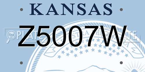 Z5007W Kansas License Plate