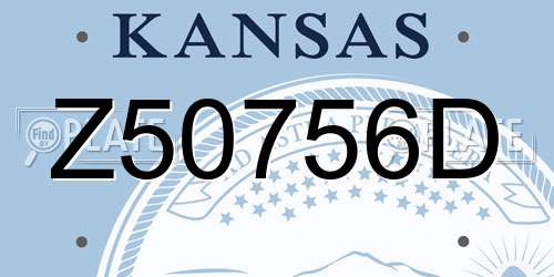 Z50756D Kansas License Plate
