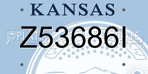 Z53686I Kansas License Plate