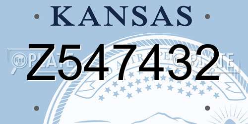Z547432 Kansas License Plate