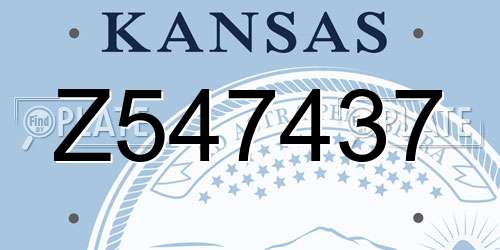 Z547437 Kansas License Plate
