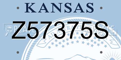Z57375S Kansas License Plate