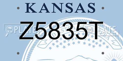 Z5835T Kansas License Plate