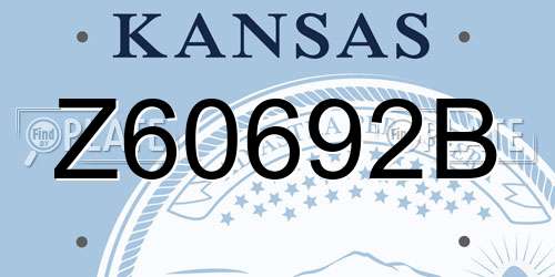 Z60692B Kansas License Plate
