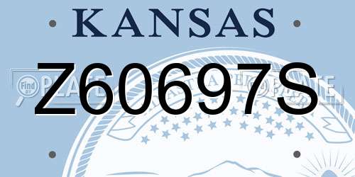 Z60697S Kansas License Plate