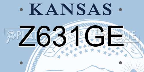 Z631GE Kansas License Plate