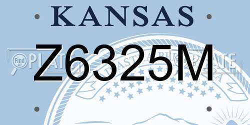 Z6325M Kansas License Plate